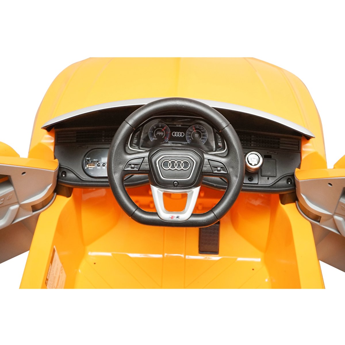 Masinuta electrica cu baterie 6V/7Ah si telecomanda pentru copii JJ2066 Audi Q8 galben cu scaun piele
